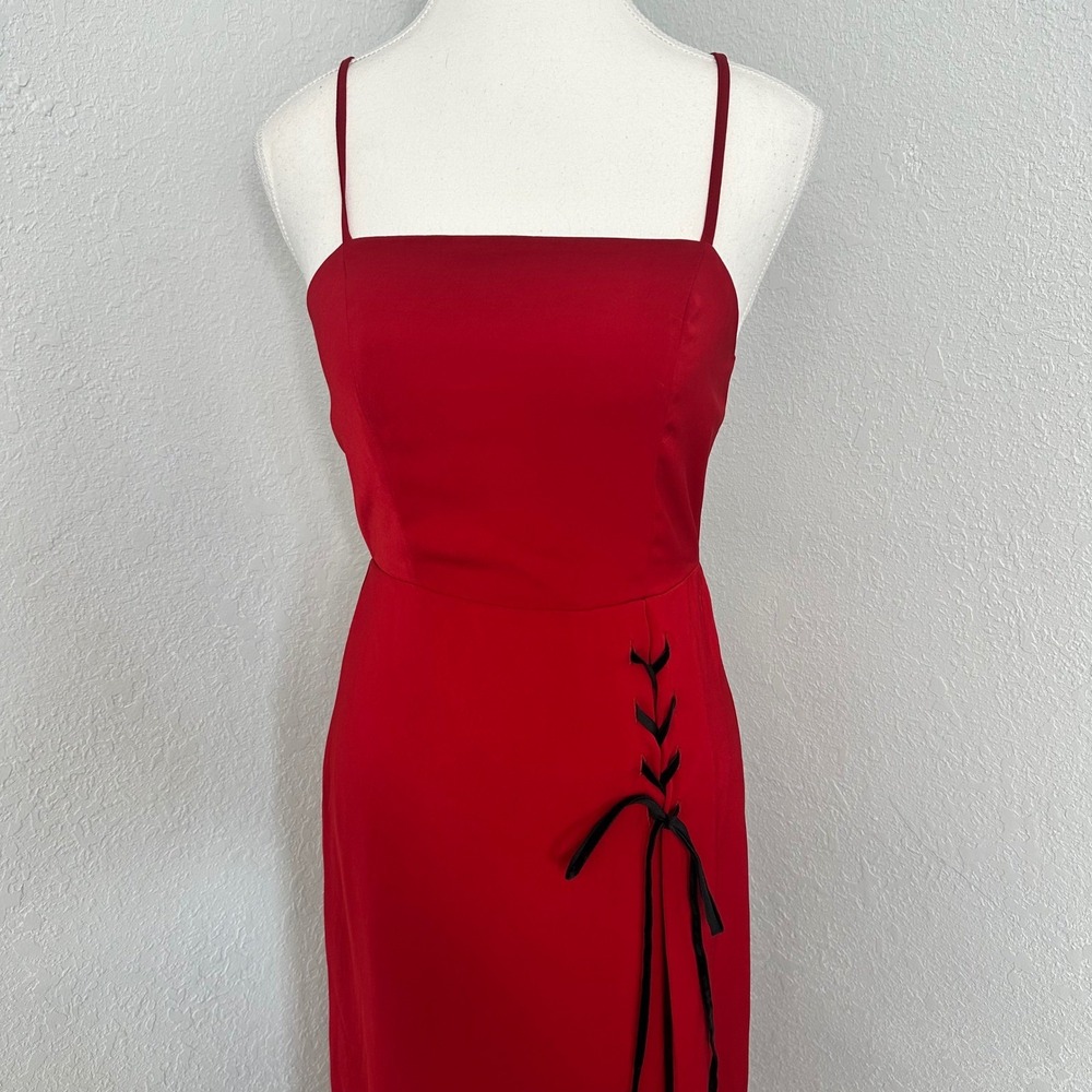 NWT JJ's House Red Square A-Line‎ Dress Polyester Midi Trendy Dresses #264330 SM
